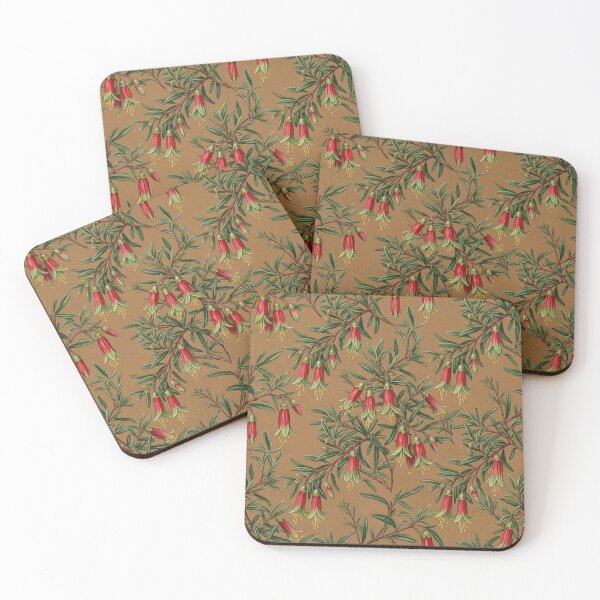 Item preview, Vintage Bell Flower & Native Foliage Pattern on Ochre designed and sold by Studio BC.