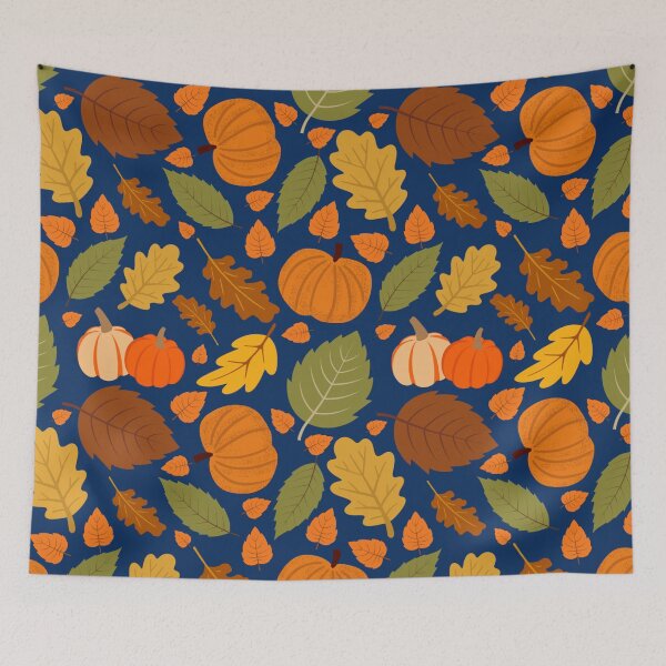 Item preview, Autumn pumpkin and autumn leaves pattern designed and sold by BigfeetLittlepaws.