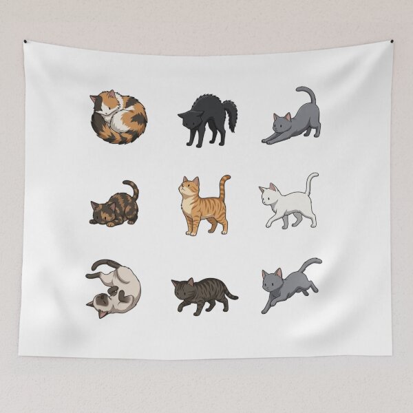 Item preview, Cute Cat Breeds Diverse Feline Poses Sticker Sheet  designed and sold by mood-draftsman.