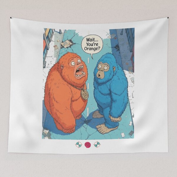 Item preview, Wait You're Orange - Funny Bigfoot & Beast Unexpected Stare-Down Meme Design designed and sold by Whimsy Trail Co.