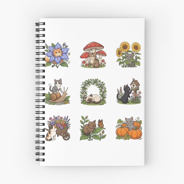 Item preview, Cottagecore Botanical Cat Mushroom Sunflower Nature Sticker Sheet designed and sold by mood-draftsman.