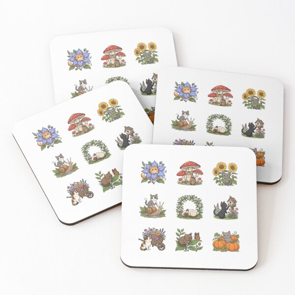 Item preview, Cottagecore Botanical Cat Mushroom Sunflower Nature Sticker Sheet designed and sold by mood-draftsman.