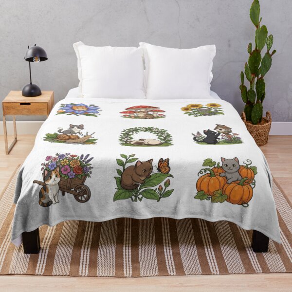 Item preview, Cottagecore Botanical Cat Mushroom Sunflower Nature Sticker Sheet designed and sold by mood-draftsman.