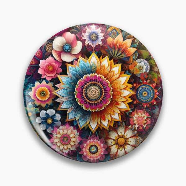Artikelvorschau, Botanisches Blumenmandala – Farbenfrohes, ornamentales Blumenmedaillon entworfen und verkauft von Apex Designs.