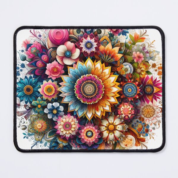Artikelvorschau, Botanisches Blumenmandala – Farbenfrohes, ornamentales Blumenmedaillon entworfen und verkauft von Apex Designs.