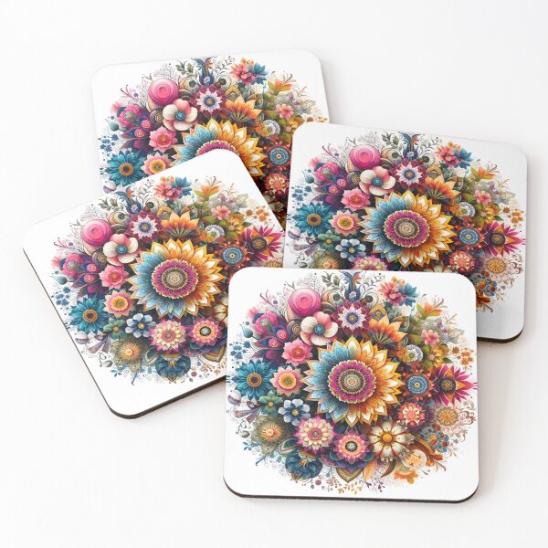 Artikelvorschau, Botanisches Blumenmandala – Farbenfrohes, ornamentales Blumenmedaillon entworfen und verkauft von Apex Designs.