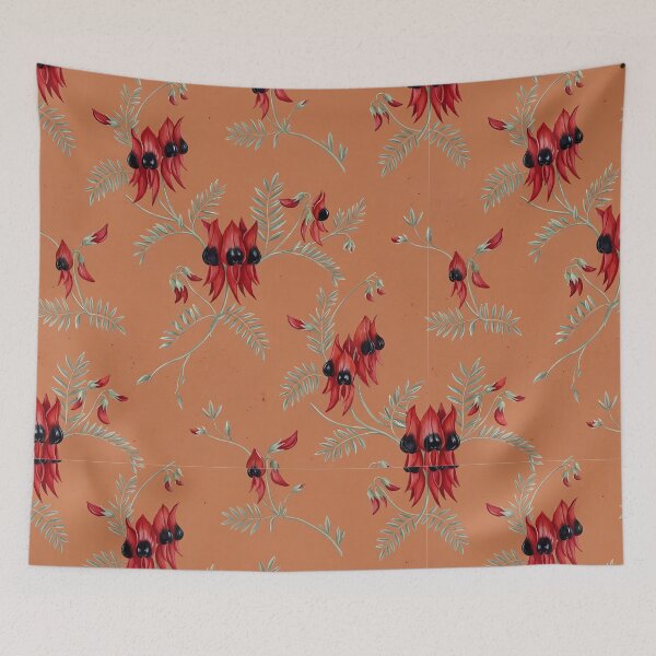 Item preview, Australian Sturt's Desert Pea Terracotta Seamless Pattern designed and sold by Studio BC.