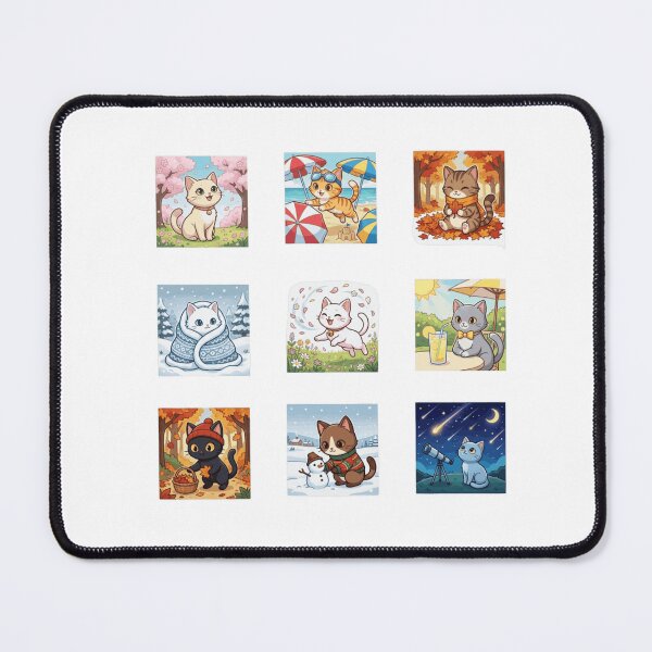 Item preview, Four Seasons Cat Weather Spring Summer Autumn Winter Sticker Sheet designed and sold by mood-draftsman.