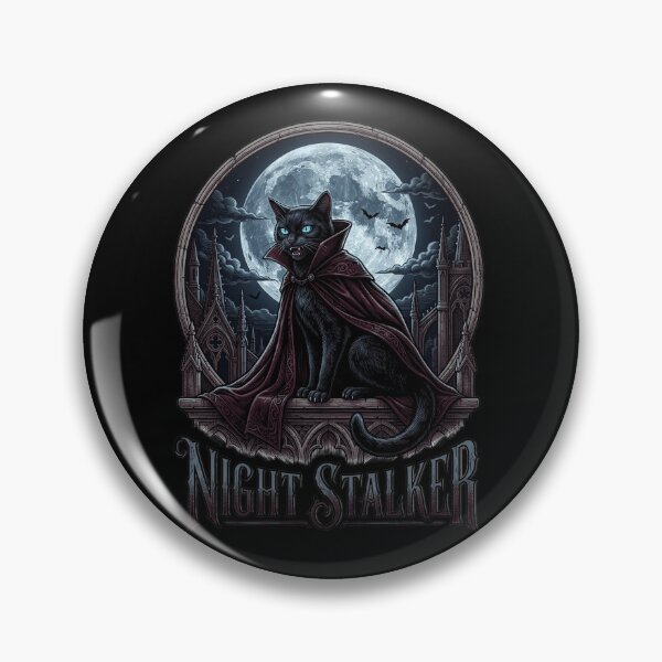 Item preview, Night Stalker Funny Vampire Cat Gothic Monster Movie Cat Halloween Cat Lover Gift designed and sold by FurRealStudioCo.