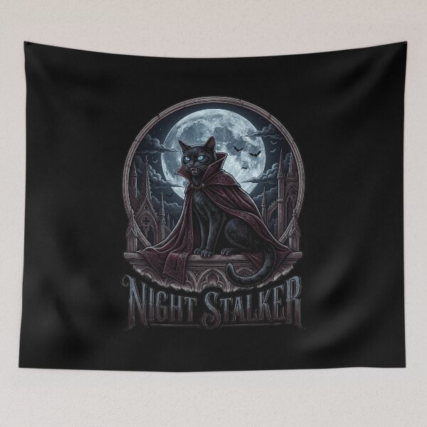 Item preview, Night Stalker Funny Vampire Cat Gothic Monster Movie Cat Halloween Cat Lover Gift designed and sold by FurRealStudioCo.