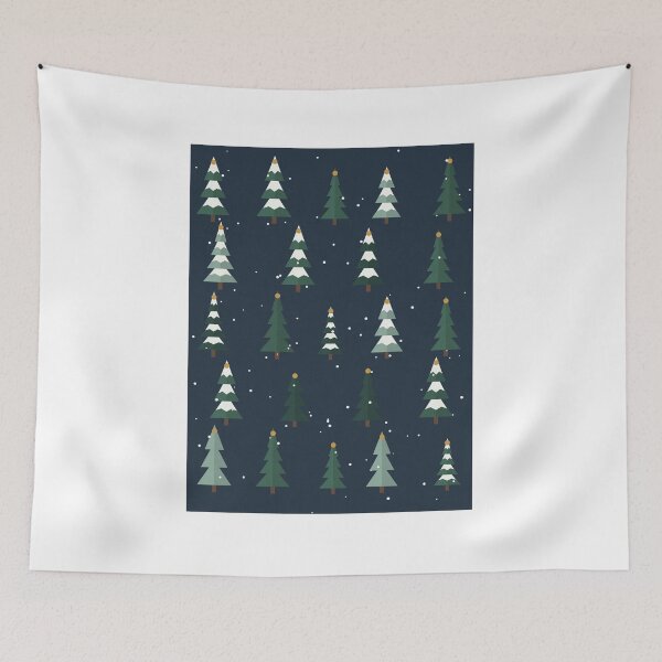 Item preview, Mid Century Christmas Tree Forest at Night designed and sold by ChromaLens.