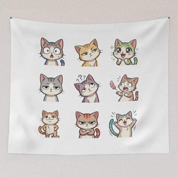 Item preview, Funny Cat Reactions Moods Expressions Cute Meme Sticker Sheet designed and sold by mood-draftsman.