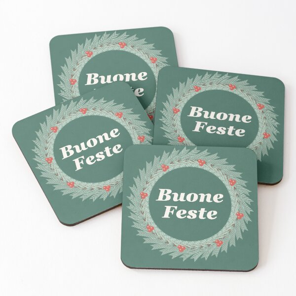 Item preview, Buone Feste Pine Wreath Christmas Typography designed and sold by ChromaLens.