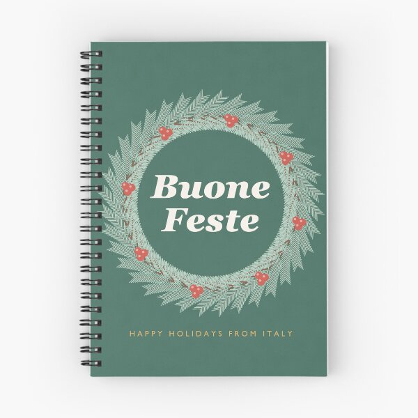 Item preview, Buone Feste Pine Wreath Christmas Typography designed and sold by ChromaLens.