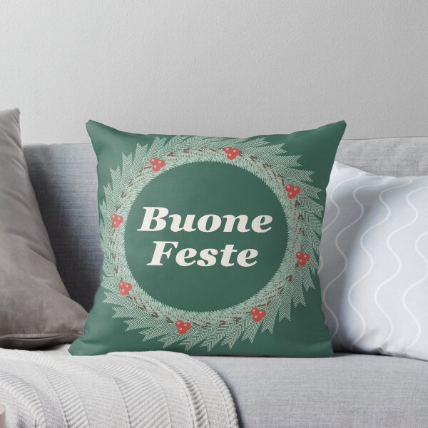Item preview, Buone Feste Pine Wreath Christmas Typography designed and sold by ChromaLens.
