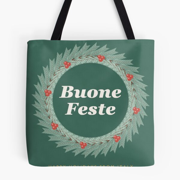 Item preview, Buone Feste Pine Wreath Christmas Typography designed and sold by ChromaLens.