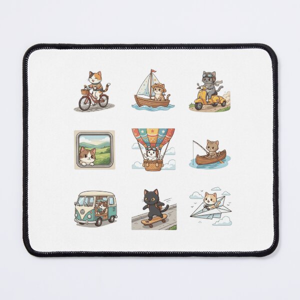 Item preview, Travel Cat Adventure Wanderlust Camper Van Scooter Sticker Sheet designed and sold by mood-draftsman.