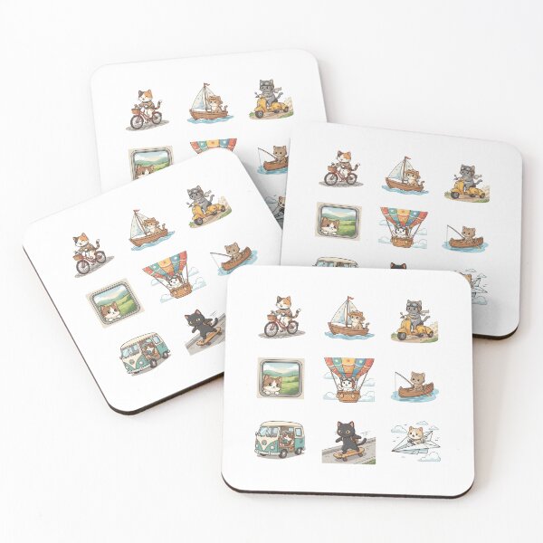 Item preview, Travel Cat Adventure Wanderlust Camper Van Scooter Sticker Sheet designed and sold by mood-draftsman.