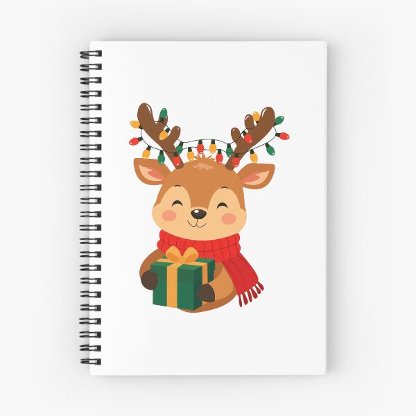 Item preview, Cute Christmas Reindeer with Gift and Colorful Christmas Lights designed and sold by DesignbyAnnaM.