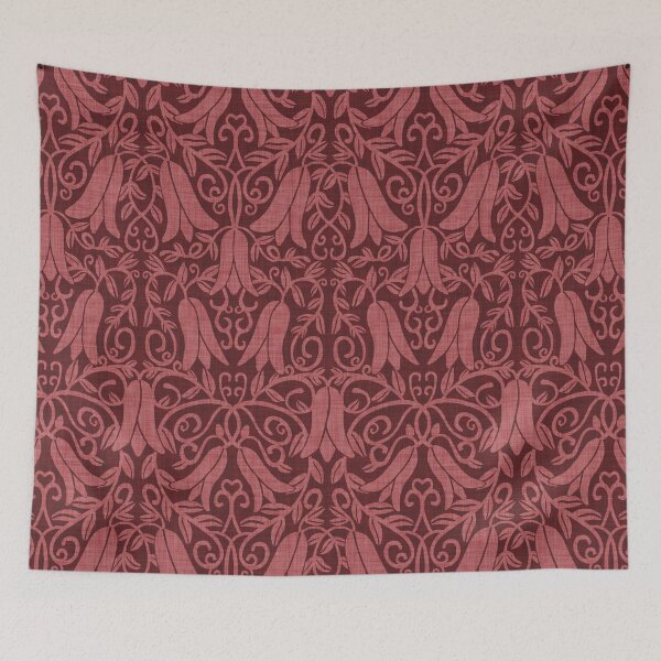 Item preview, Moody dark warm pink Copihue bell flower vine Chile designed and sold by FrancesPoff.