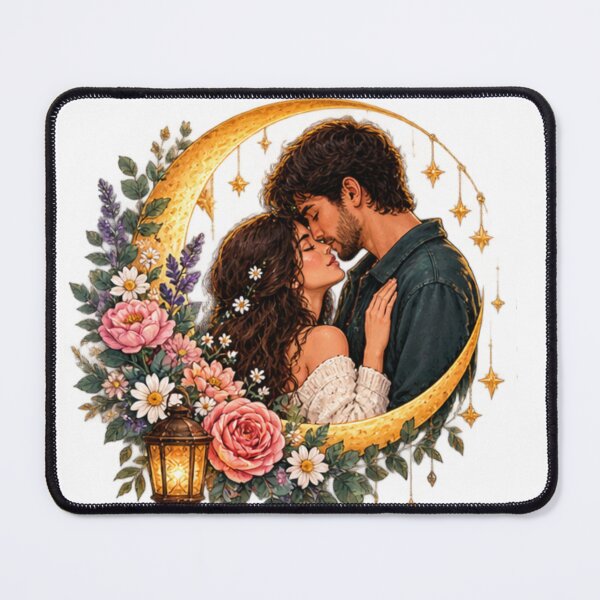 Item preview, Romantic Moonlight Lovers Floral Love designed and sold by ArtByKapil.