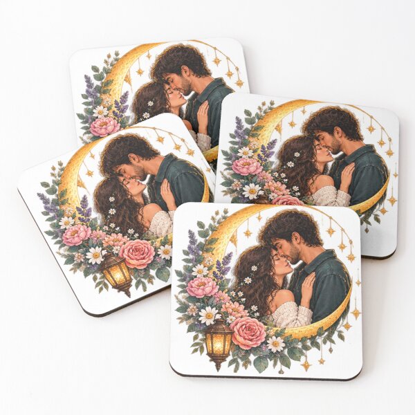 Item preview, Romantic Moonlight Lovers Floral Love designed and sold by ArtByKapil.