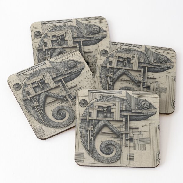 Item preview, Mechanical Chameleon – Architectural Line Art designed and sold by Audra-studio.