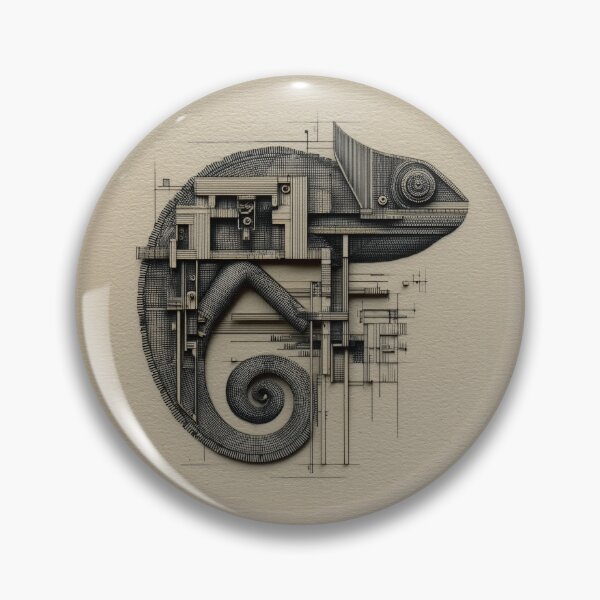 Item preview, Mechanical Chameleon – Architectural Line Art designed and sold by Audra-studio.