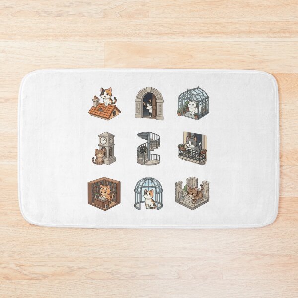 Item preview, Isometric Architectural Cat Greenhouse Library Rooftop Sticker Sheet designed and sold by mood-draftsman.