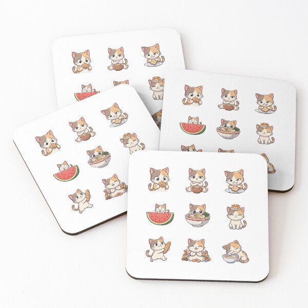 Item preview, Foodie Cat Ramen Watermelon Snack Cute Calico Sticker Sheet designed and sold by mood-draftsman.