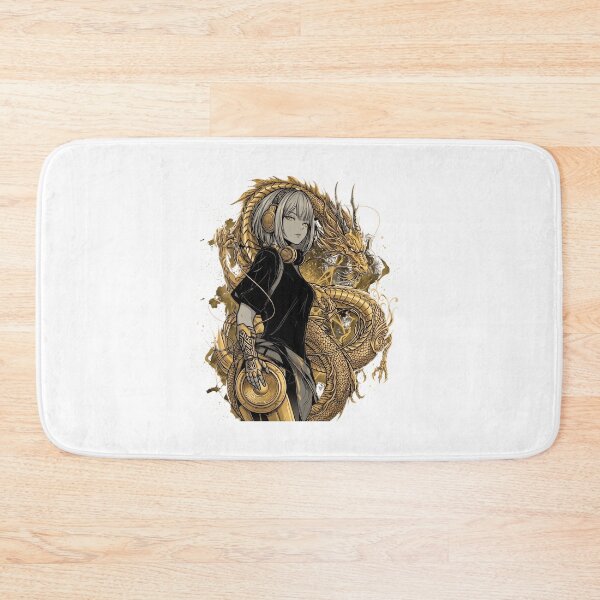 Item preview, Golden Dragon Headphone Girl – Anime Streetwear Art designed and sold by RON-FASHION.