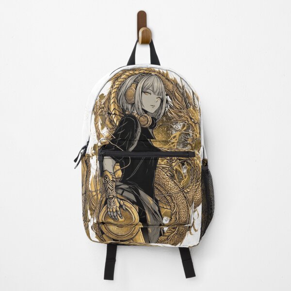 Item preview, Golden Dragon Headphone Girl – Anime Streetwear Art designed and sold by RON-FASHION.