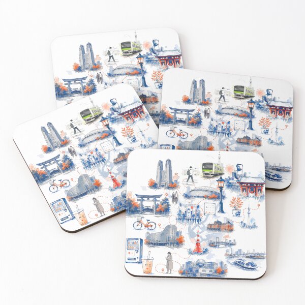 Item preview, Tokyo Japan Travel Map Illustration with Landmarks designed and sold by maewjpho.