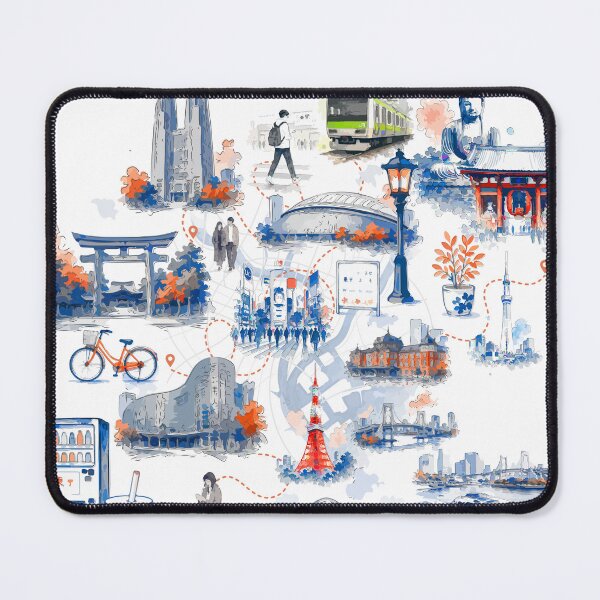 Item preview, Tokyo Japan Travel Map Illustration with Landmarks designed and sold by maewjpho.