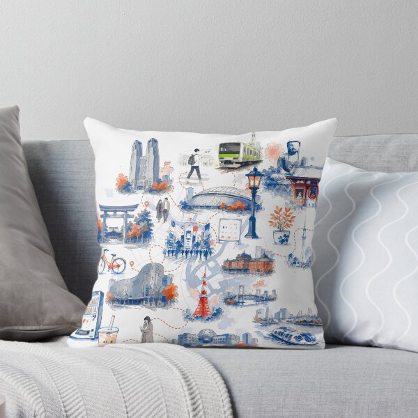 Item preview, Tokyo Japan Travel Map Illustration with Landmarks designed and sold by maewjpho.