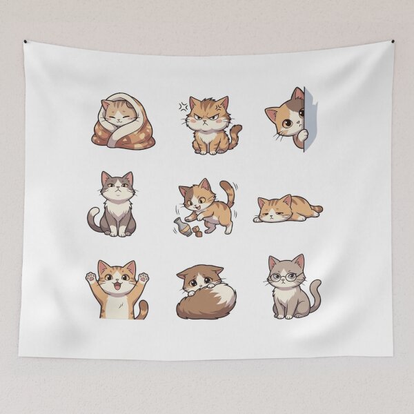 Item preview, Expressive Mood Cat Blanket Glasses Grumpy Cute Sticker Sheet designed and sold by mood-draftsman.