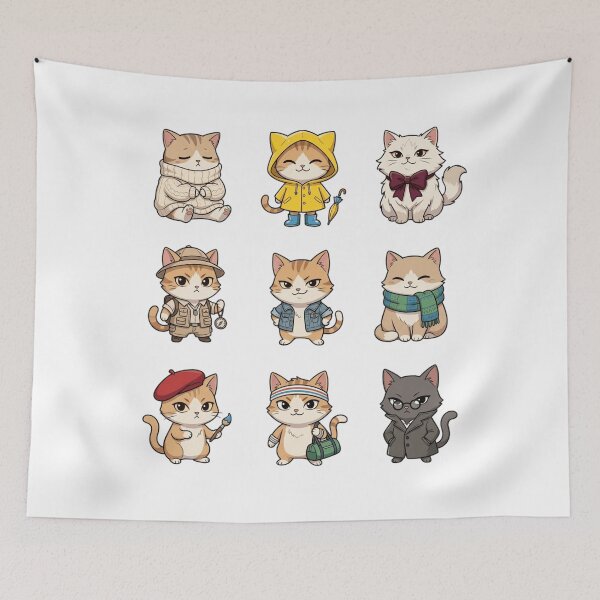 Item preview, Fashion Cat Outfit Raincoat Sweater Artist Cute Sticker Sheet    designed and sold by mood-draftsman.