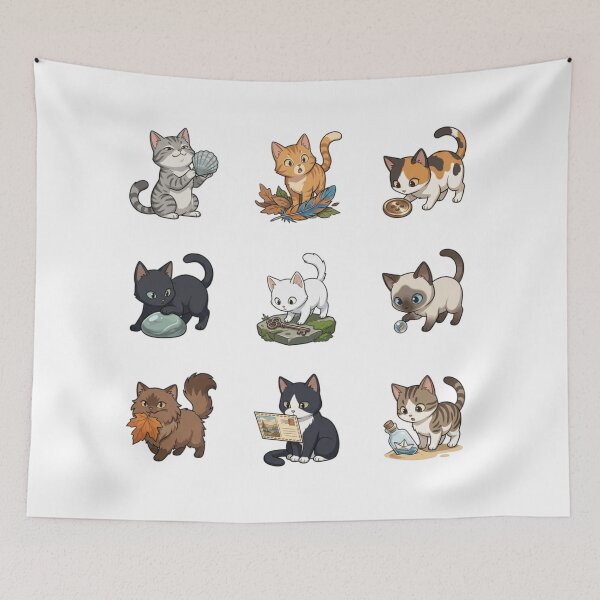 Item preview, Curious Cat Seashell Antique Key Bottle Cute Sticker Sheet    designed and sold by mood-draftsman.
