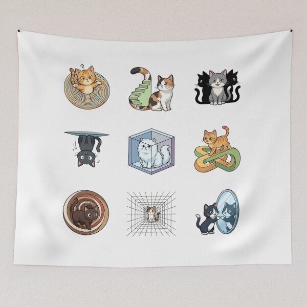 Item preview, Optical Illusion Cat Impossible Geometry Vortex Cute Sticker Sheet    designed and sold by mood-draftsman.