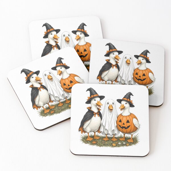 Item preview, Three Ducks in Halloween Costumes on Grass designed and sold by Linework Studio.