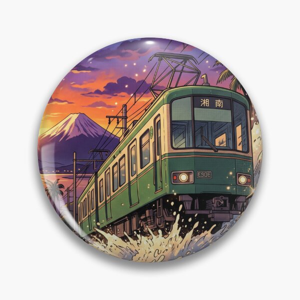 Item preview, Shonan Seaside Retro Enoden Train & Mt Fuji Sticker designed and sold by Hikariha Studio.