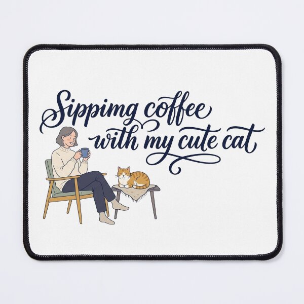 Item preview, Sipping Coffee With My Cute Cat designed and sold by ThePrintArt.