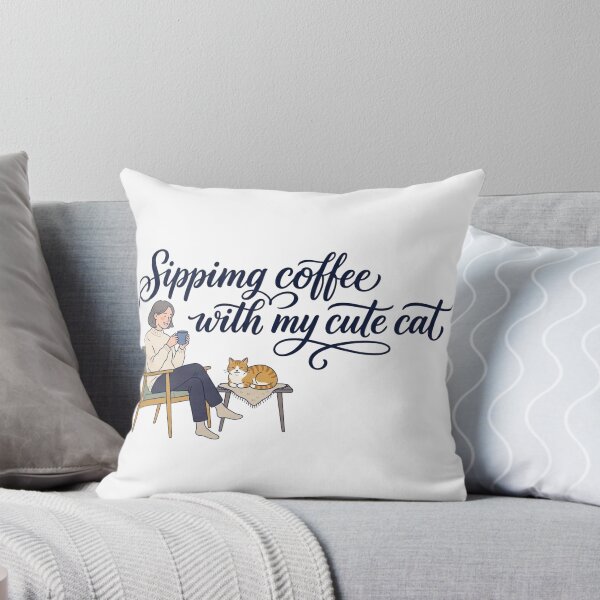 Item preview, Sipping Coffee With My Cute Cat designed and sold by ThePrintArt.