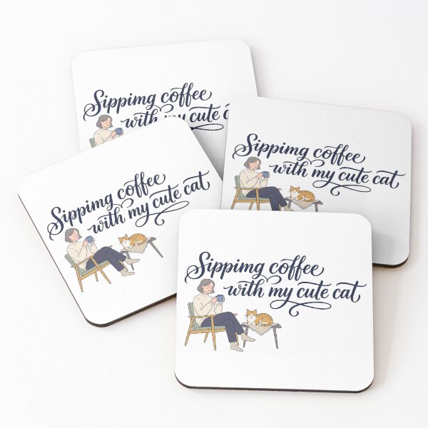 Item preview, Sipping Coffee With My Cute Cat designed and sold by ThePrintArt.