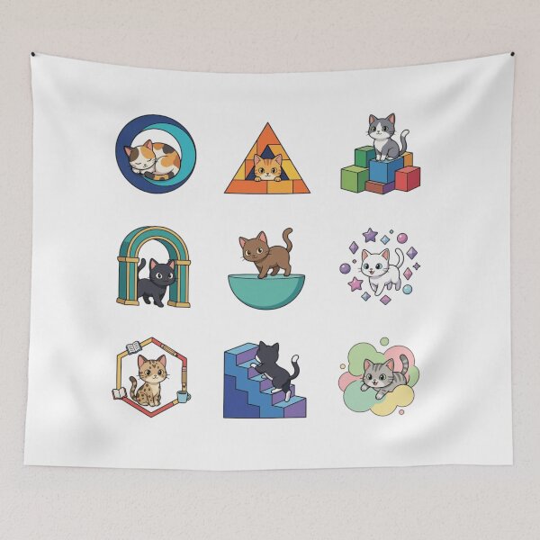 Item preview, Geometric Cat Abstract Shapes Pastel Cubes Cute Sticker Sheet    designed and sold by mood-draftsman.
