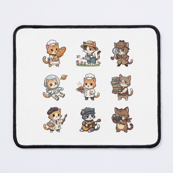 Item preview, Career Cat Astronaut Detective Chef Artist Cute Sticker Sheet    designed and sold by mood-draftsman.