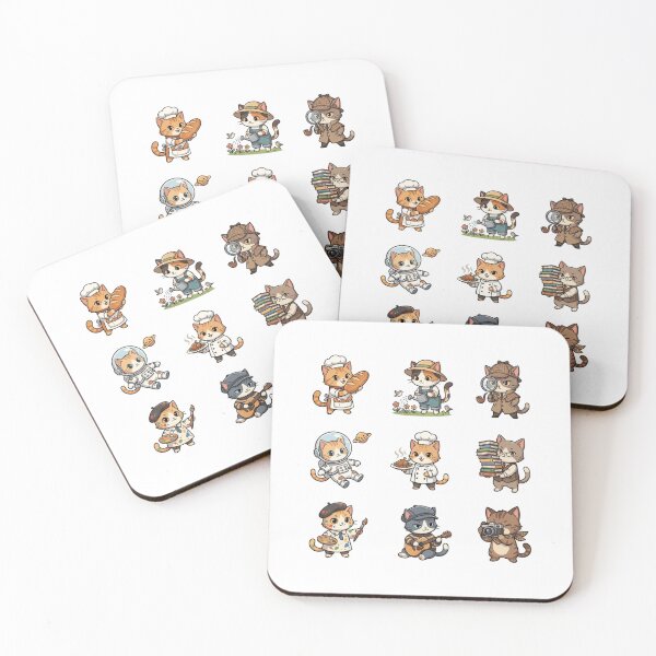 Item preview, Career Cat Astronaut Detective Chef Artist Cute Sticker Sheet    designed and sold by mood-draftsman.