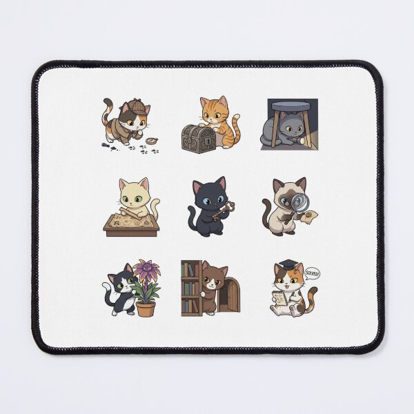 Item preview, Detective Cat Mystery Solving Magnifying Glass Cute Sticker Sheet designed and sold by mood-draftsman.