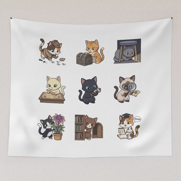 Item preview, Detective Cat Mystery Solving Magnifying Glass Cute Sticker Sheet    designed and sold by mood-draftsman.