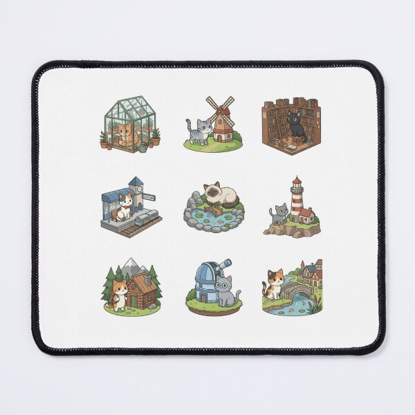 Item preview, Diorama Cat Greenhouse Lighthouse Library Cute Sticker Sheet designed and sold by mood-draftsman.